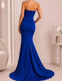 Jovani - Strapless Scuba Gown
