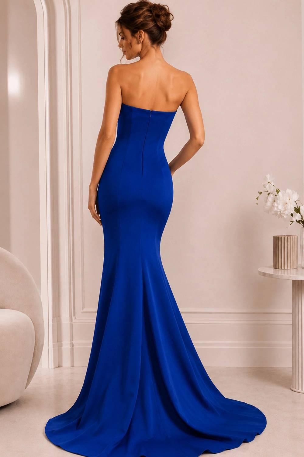 Jovani - Strapless Scuba Gown