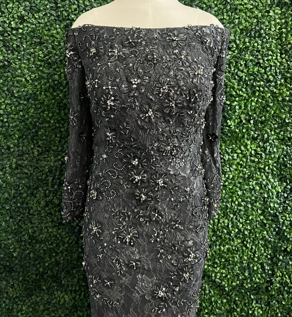 Jovani - Three Quarter Sleeve Embellished Dress