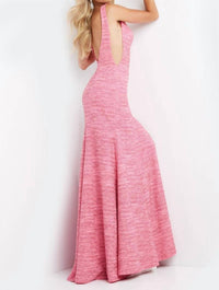 Jovani - V Neck Glitter Jersey Prom Dress - clothing - dresses - pink