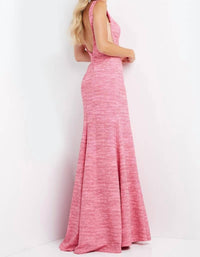 Jovani - V Neck Glitter Jersey Prom Dress - clothing - dresses - pink