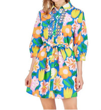 Joy Joy - Bold Garden Embroidered Shirt Dress - clothing - dresses - floral