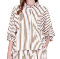 Joy Joy - Collar Striped Blouse