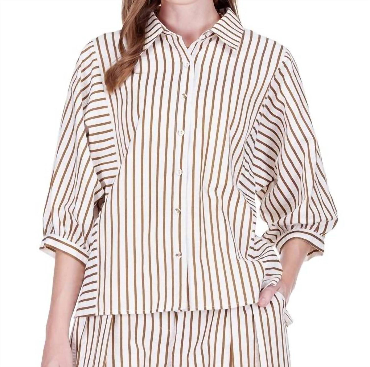 Joy Joy - Collar Striped Blouse