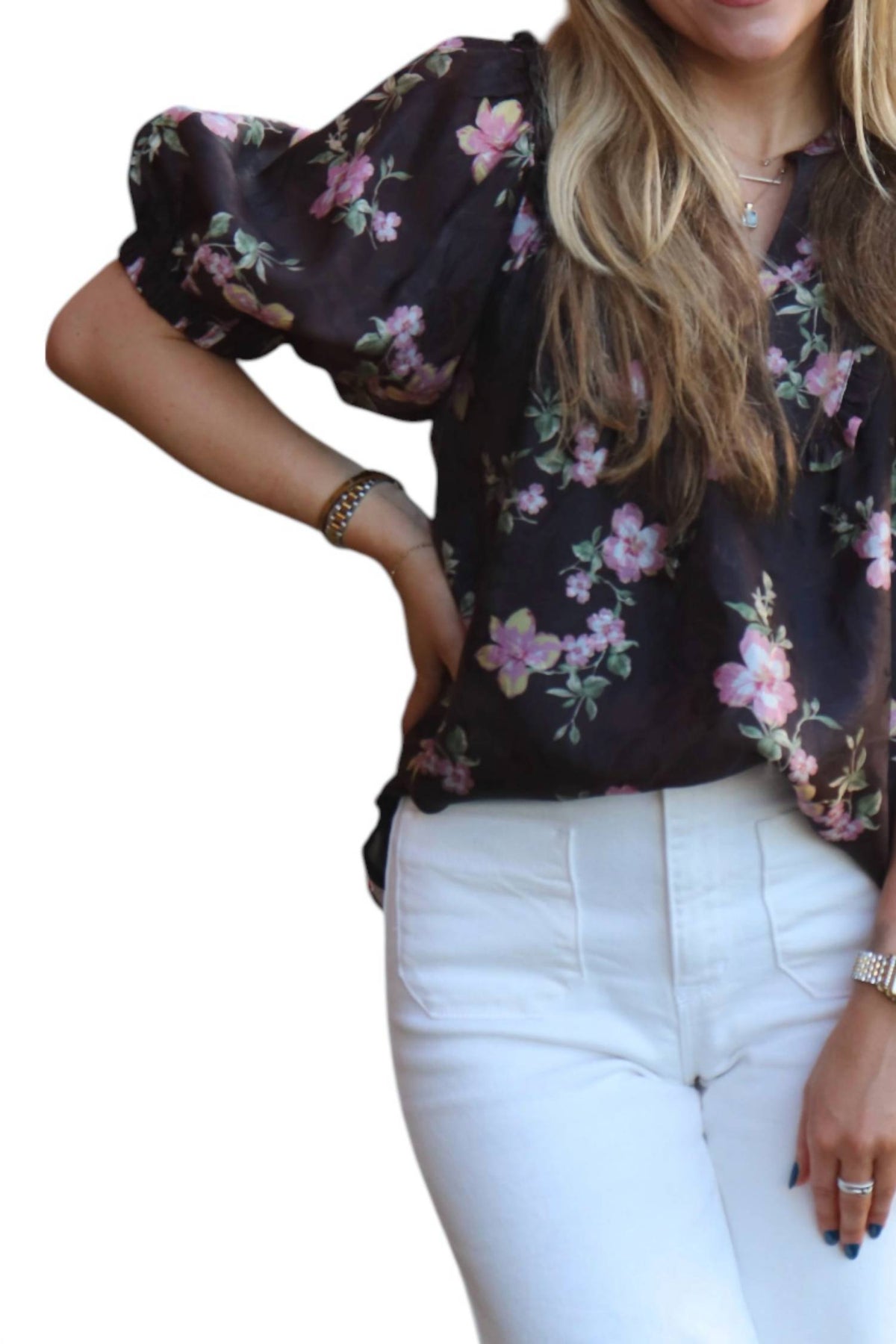Joy Joy - Harriet Floral Print Puff Sleeve Top