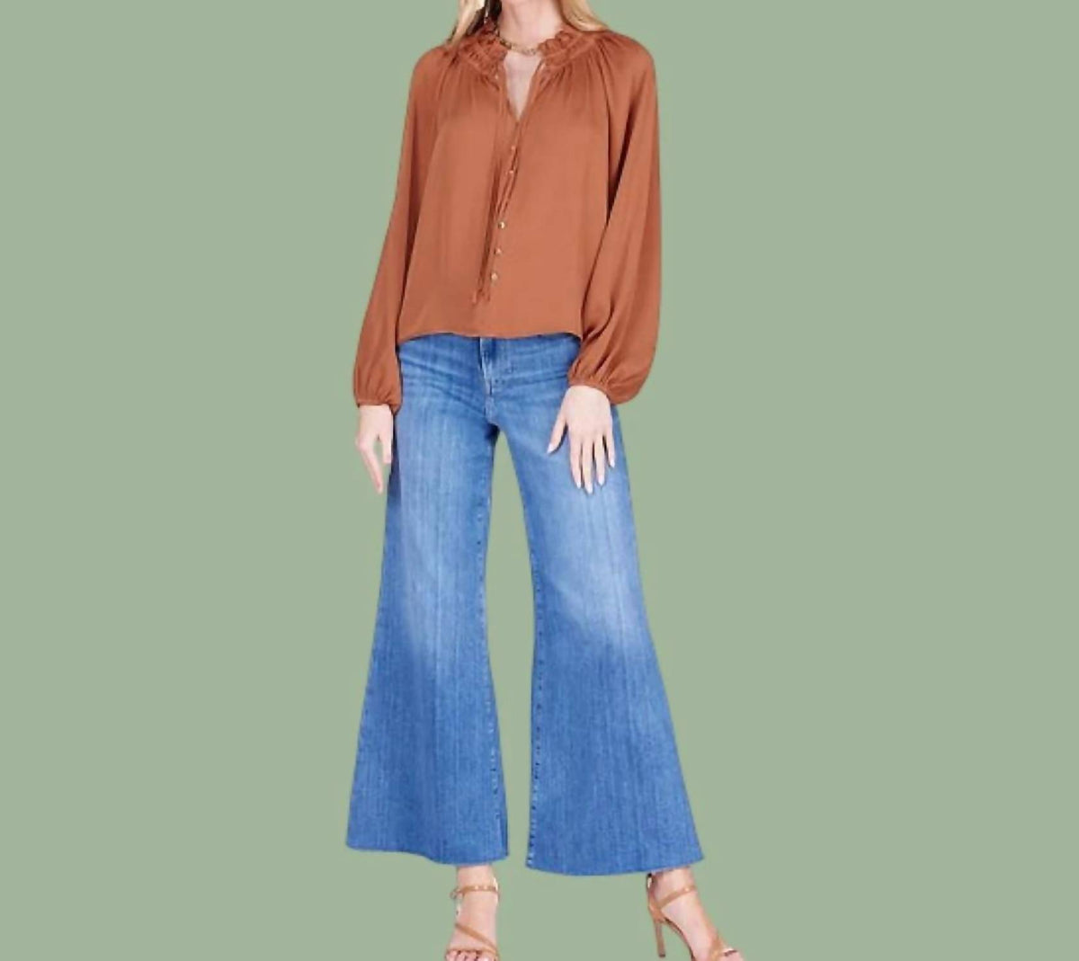 Joy Joy - Harvest Ruffle Neck Peasant Top