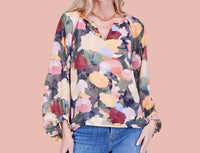 Joy Joy - Painterly Bishop Sleeve Blouse