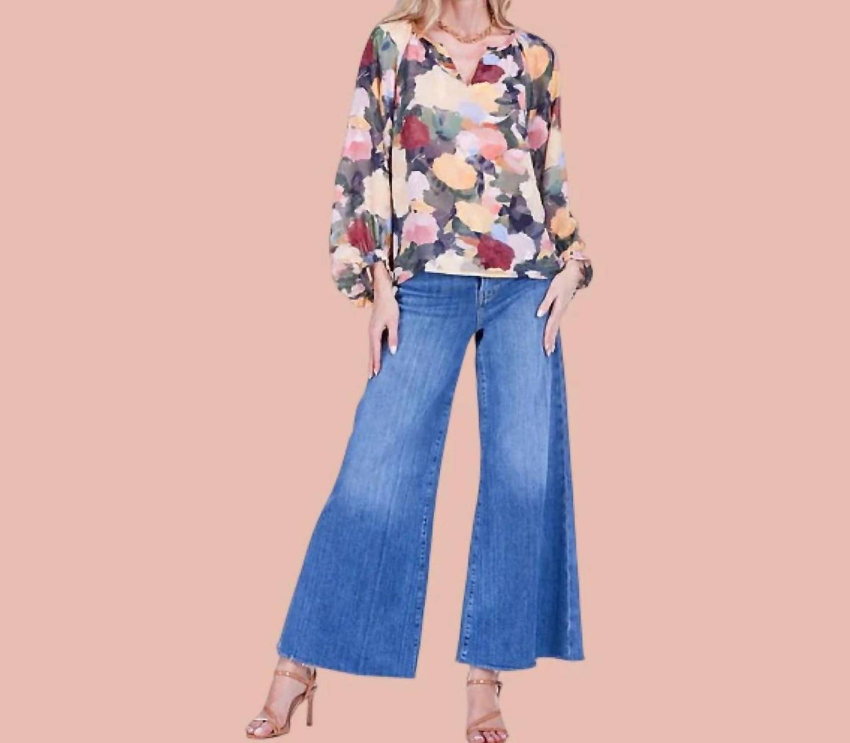 Joy Joy - Painterly Bishop Sleeve Blouse