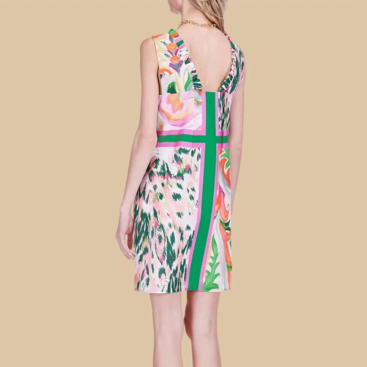 Joy Joy - Patchwork Modern Flora Garden Mini Dress