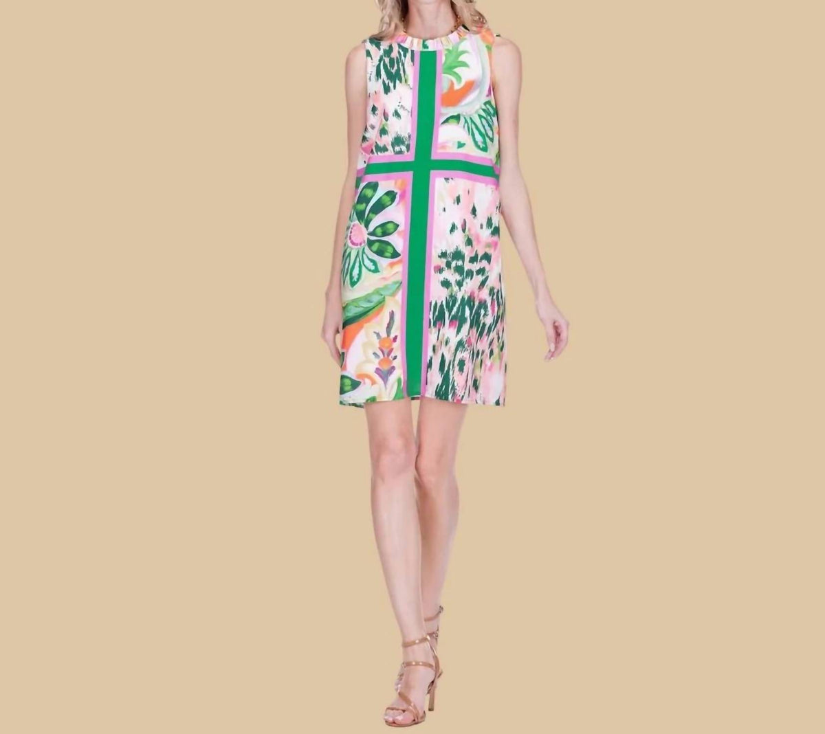 Joy Joy - Patchwork Modern Flora Garden Mini Dress