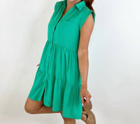 Joy Joy - Pocket Tiered Shirt Dress - clothing - dresses - green