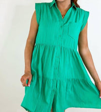 Joy Joy - Pocket Tiered Shirt Dress - clothing - dresses - green