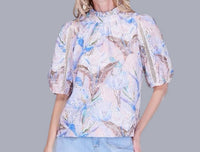 Joy Joy - Short-sleeved Eyelet Blouse