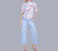 Joy Joy - Short-sleeved Eyelet Blouse