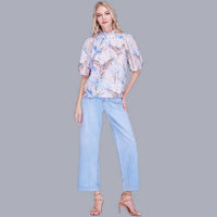 Joy Joy - Short-sleeved Eyelet Blouse