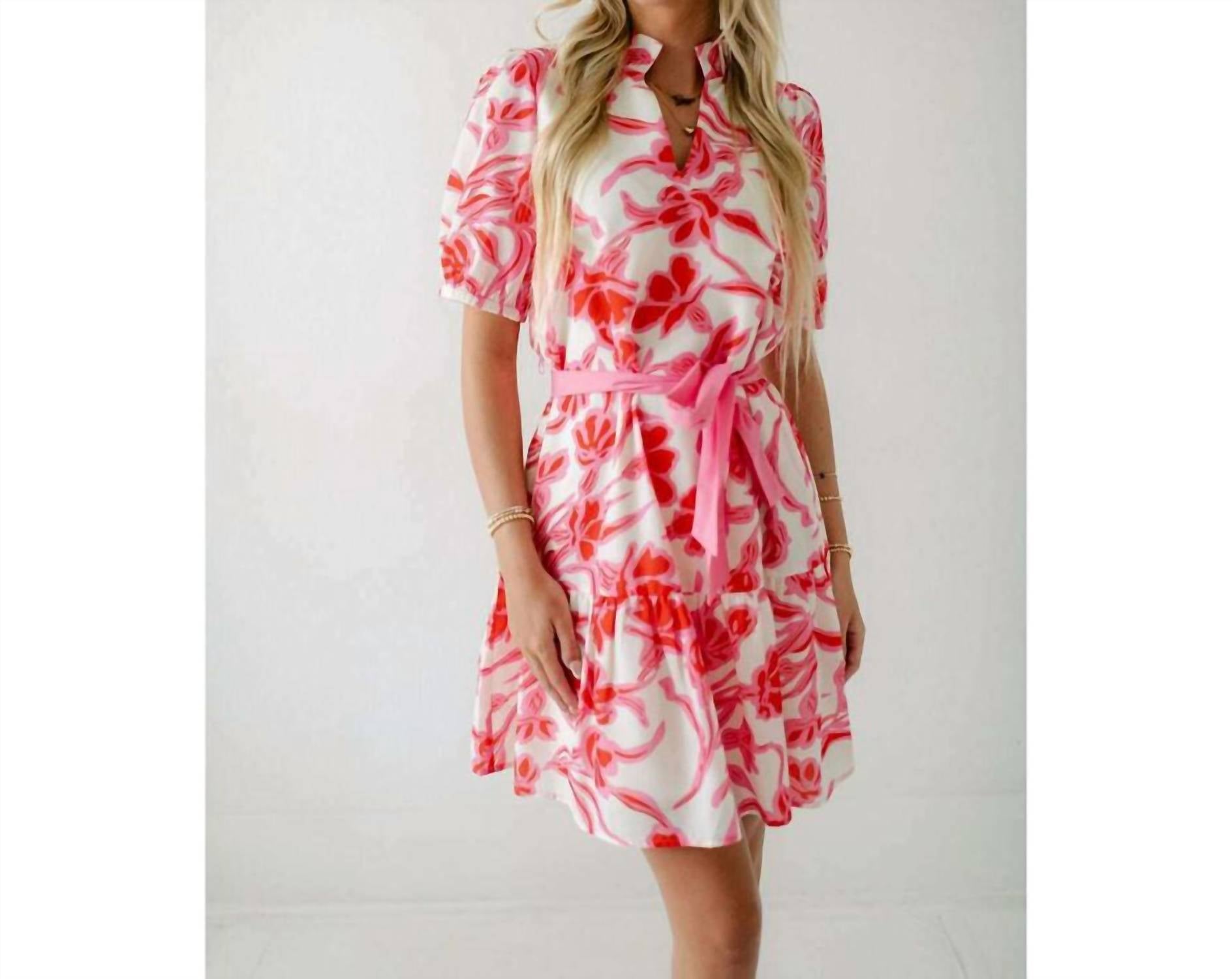 Joy Joy - Split Neck Flounce Mini Dress - clothing - dresses - mini