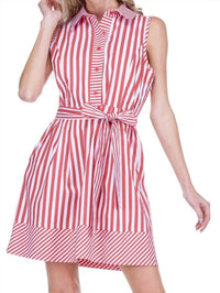 Joy Joy - Stripe Buttons Sleeveless Dress