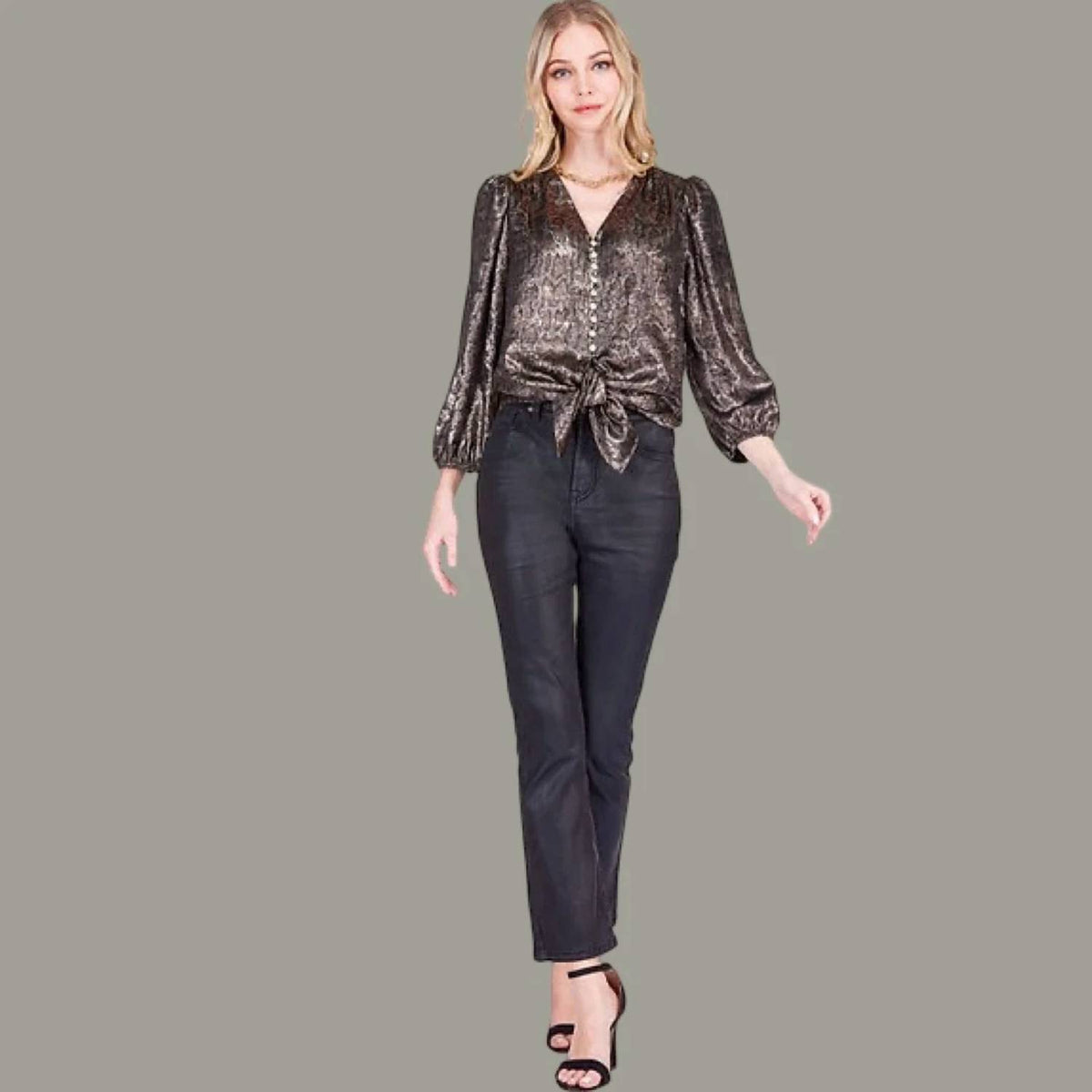 Joy Joy - The Serpentina Metallic Python Print Top