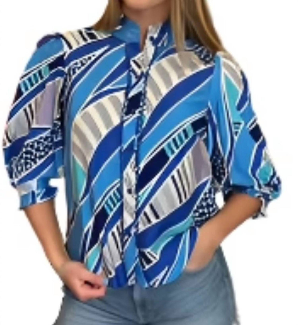 Joy Joy - Trim Button Front Blouse