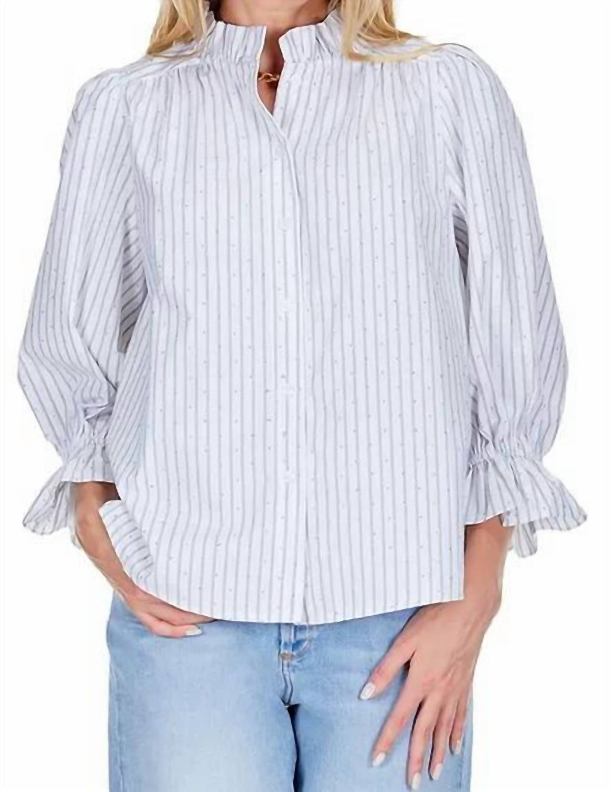 Joy Joy - White Stripe Poplin Top