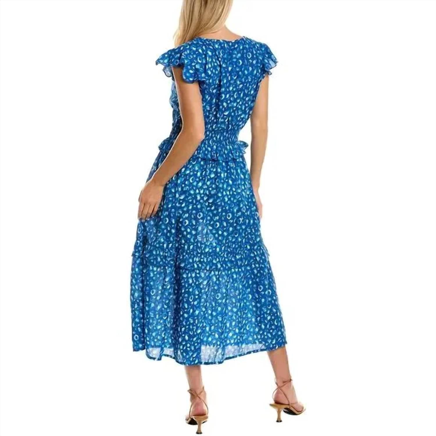 Jude Connally - Cleo Midi Dress - animal - blue - clothing