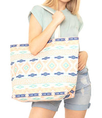 Judson & Co. - Leopard & Aztec Print Canvas Tote Bag