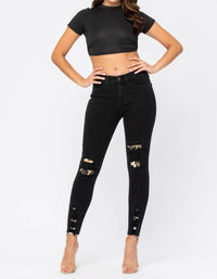 Judy Blue - Destroyed Leopard Patch Skinny Jeans