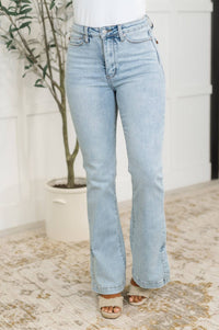 Judy Blue - Alexis High Rise Control Top Slit Hem Slim Bootcut Jeans - blue - boot - cut - clothing