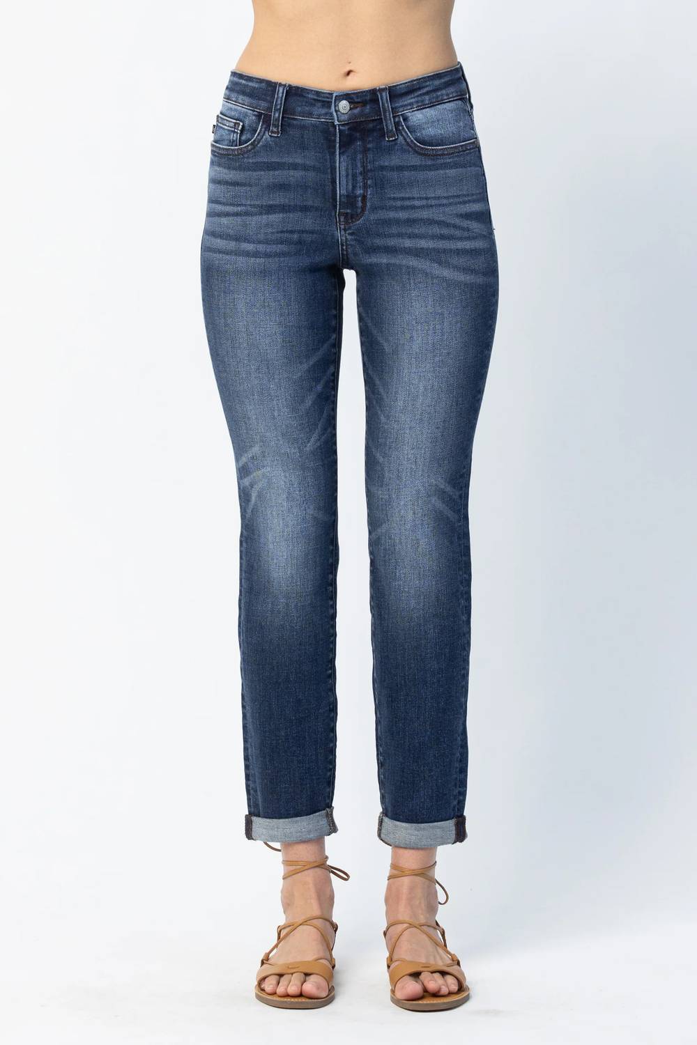 Judy Blue - Basic Cuffed Slim Fit Jeans