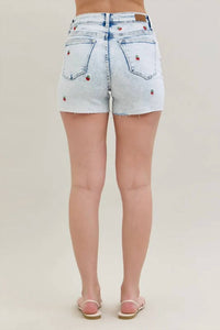 Judy Blue - Cherry Embroidered Cutoff Shorts
