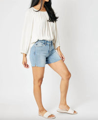 Judy Blue - Cut Off Side Slit Jean Shorts
