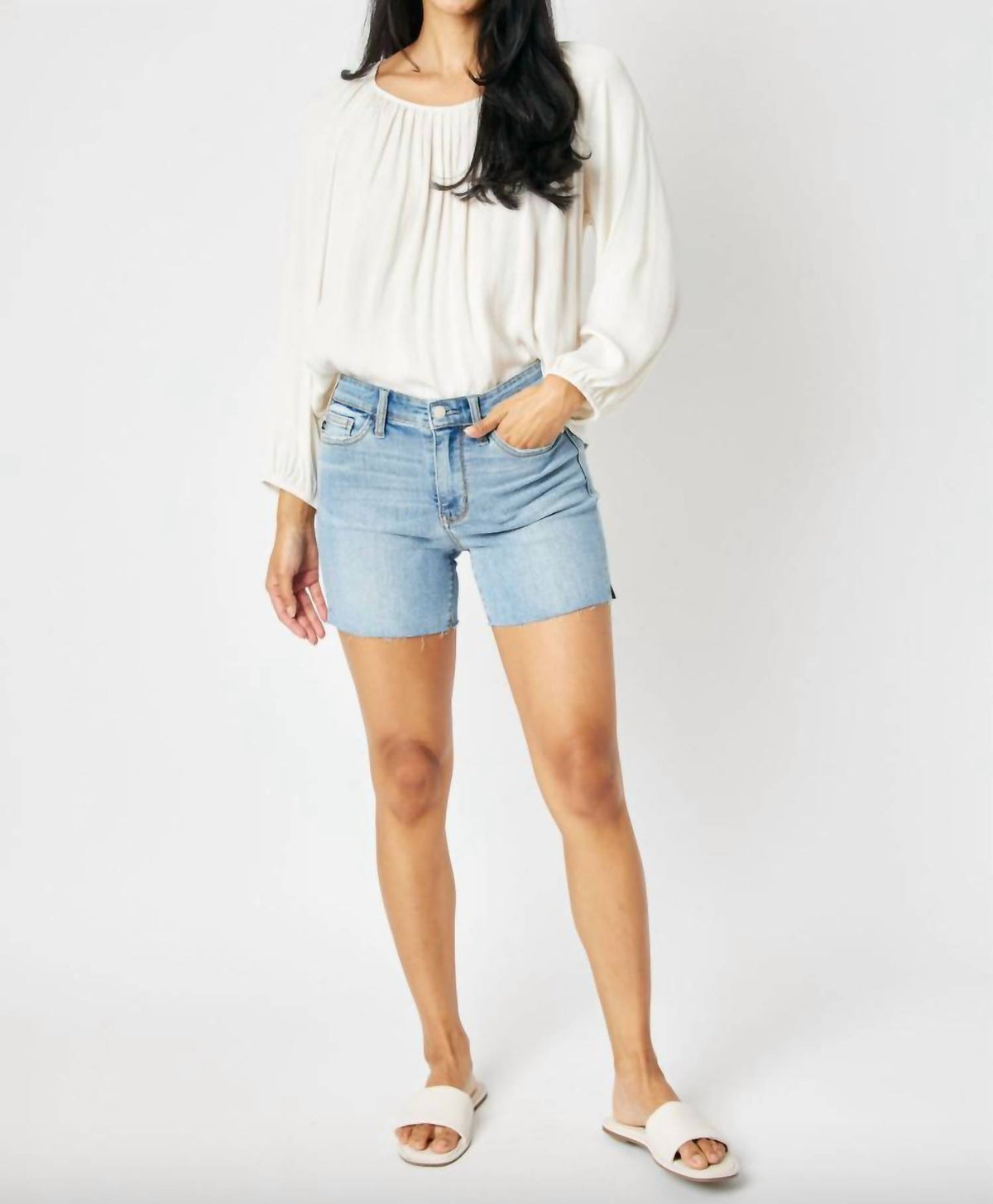 Judy Blue - Cut Off Side Slit Jean Shorts
