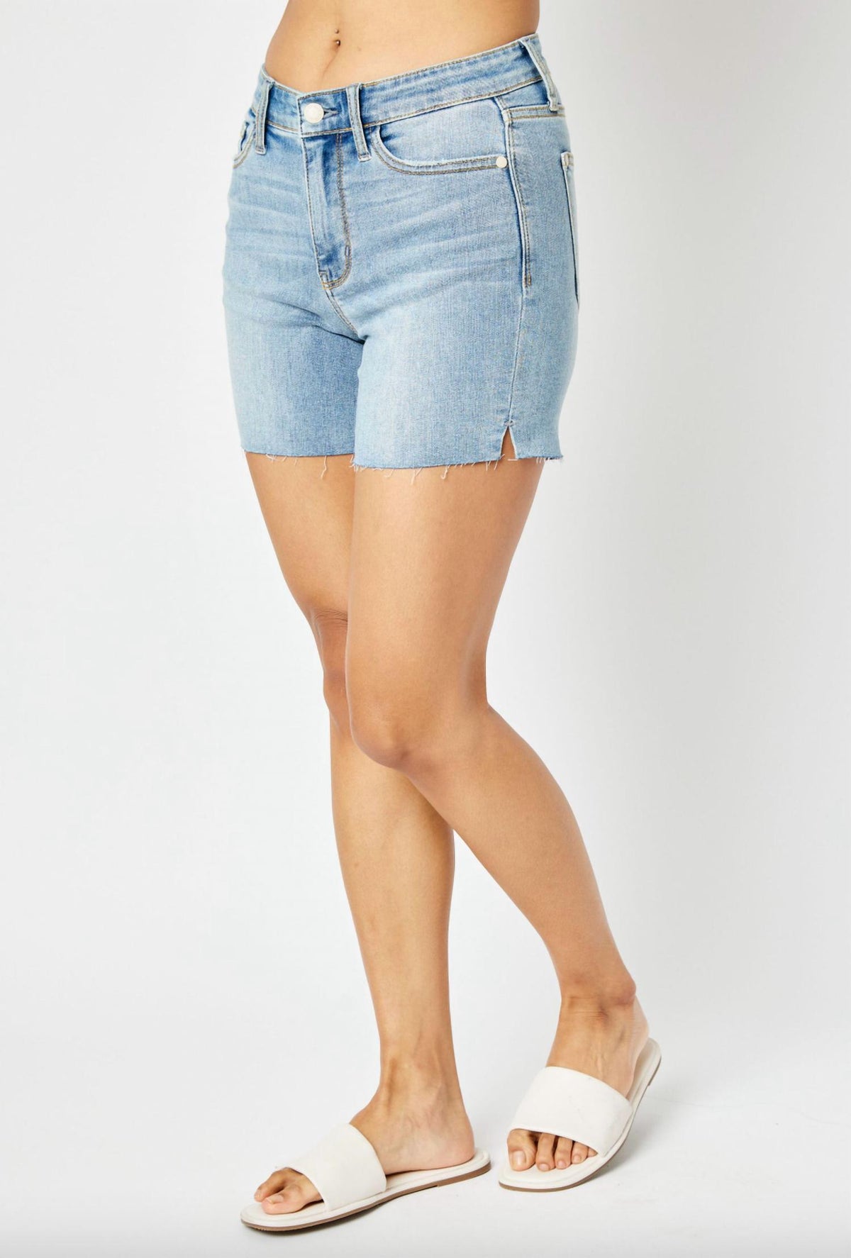 Judy Blue - Cut Off Side Slit Jean Shorts