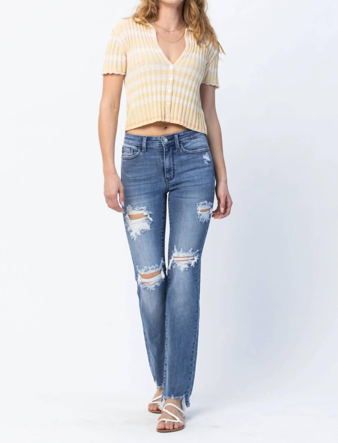 Judy Blue - Destroy Straight Mid Rise Jeans