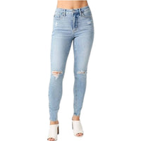 Judy Blue - Dist Mid Rise Tummy Control Jeans - Plus