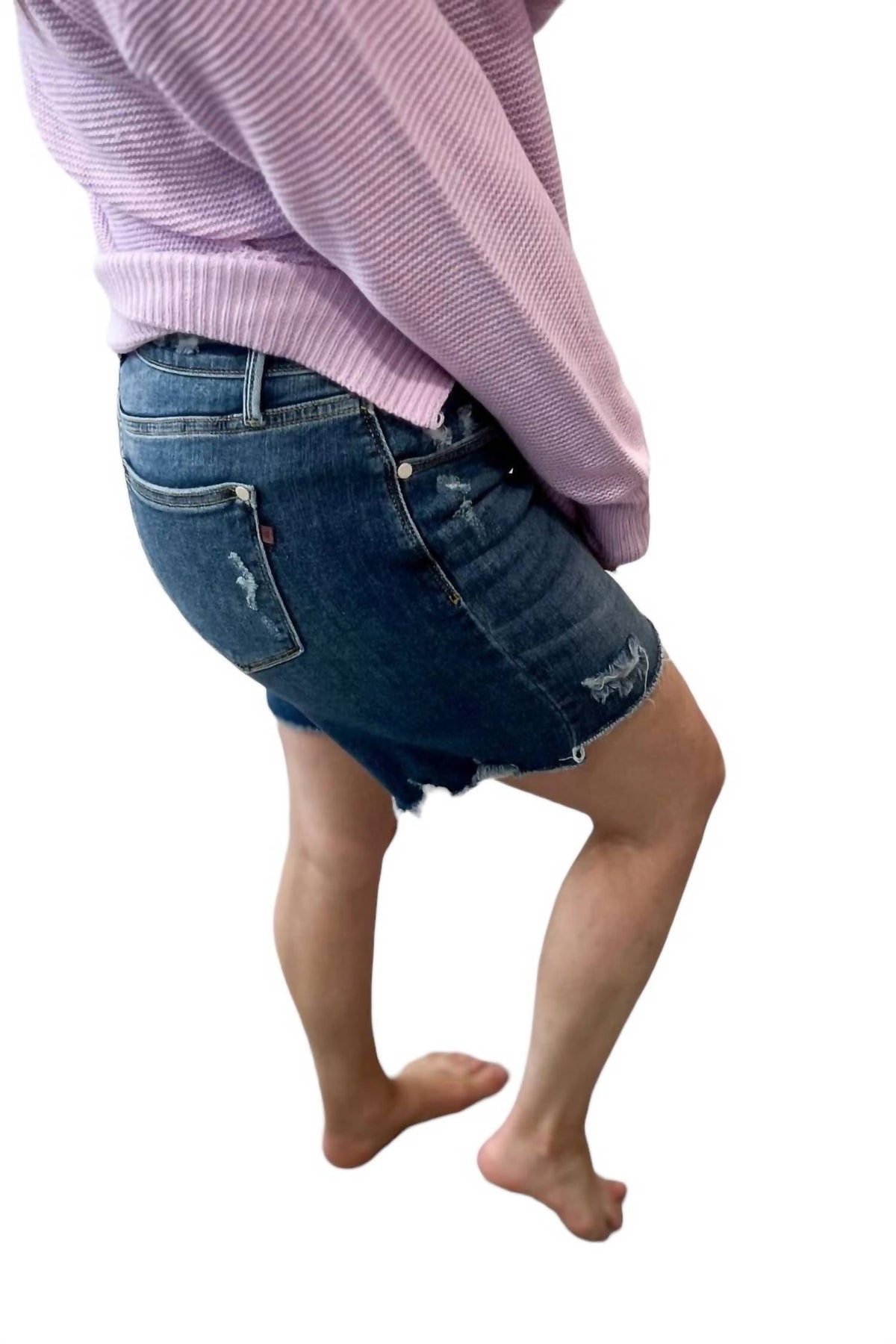 Judy Blue - Hi-Low Cut Hem Denim Shorts