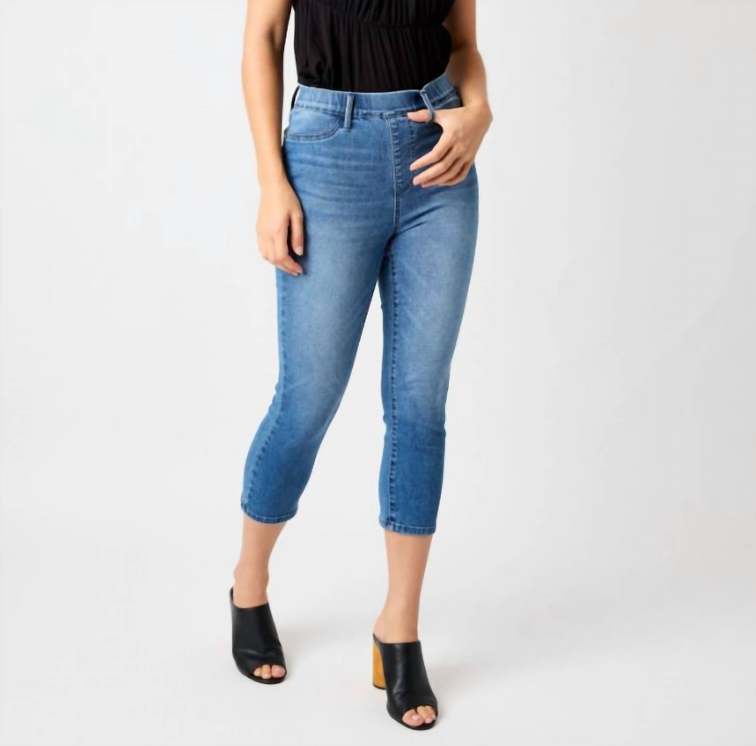Judy Blue - Hi Waist Pull On Capri - blue - capris - clothing