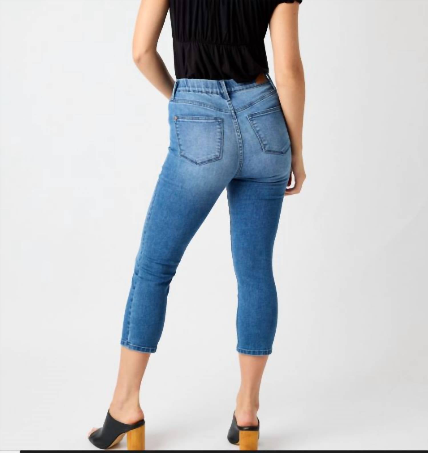 Judy Blue - Hi Waist Pull On Capri - blue - capris - clothing