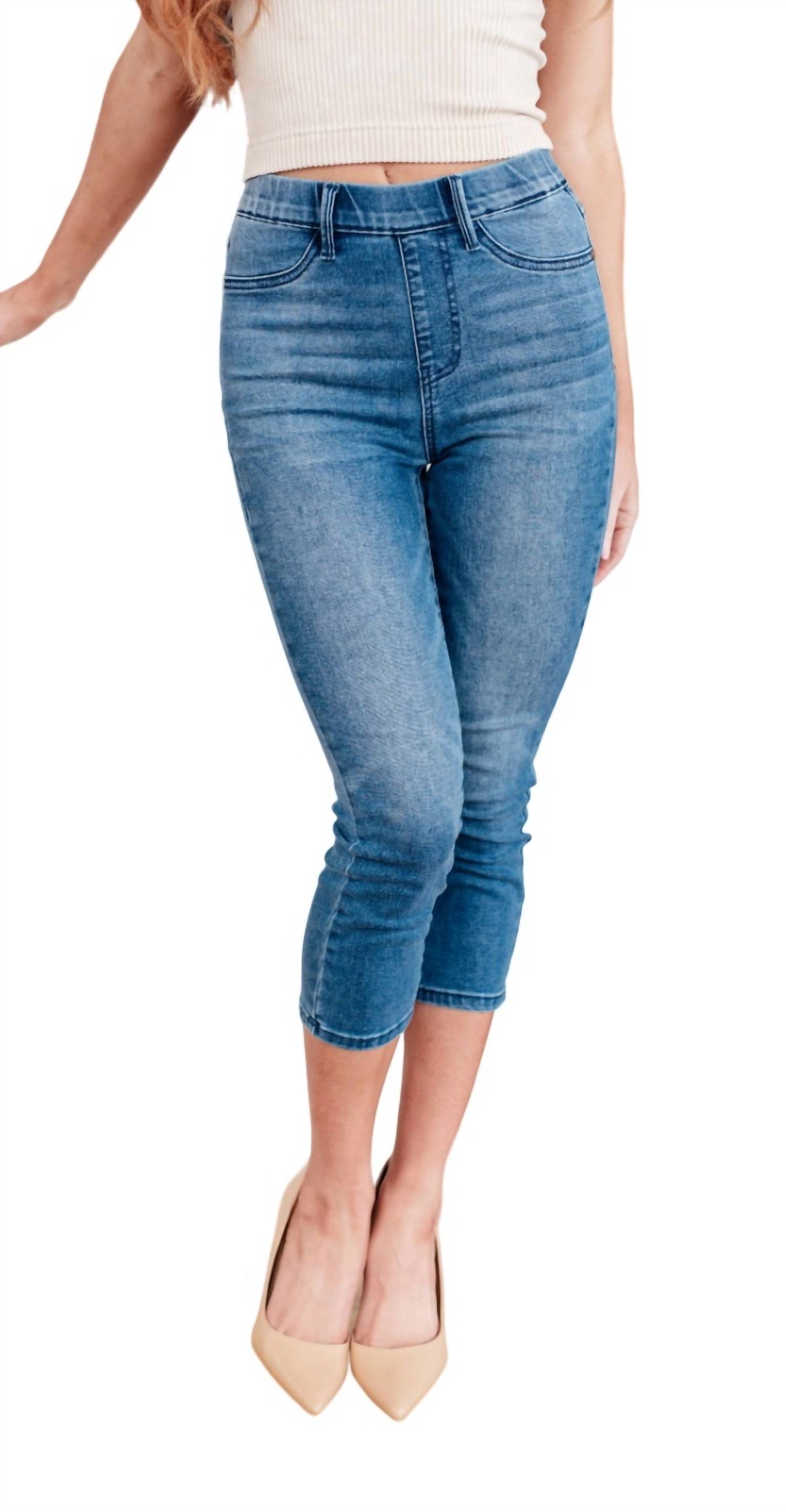 Judy Blue - High Rise Cool Denim Pull On Capri Jeans