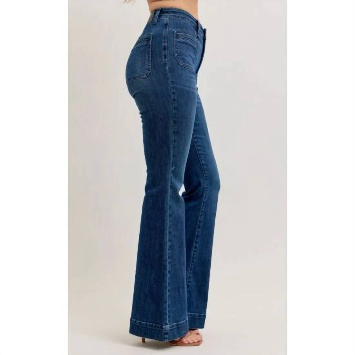 Judy Blue - High Rise Flare Jeans With Front Patch Pockets