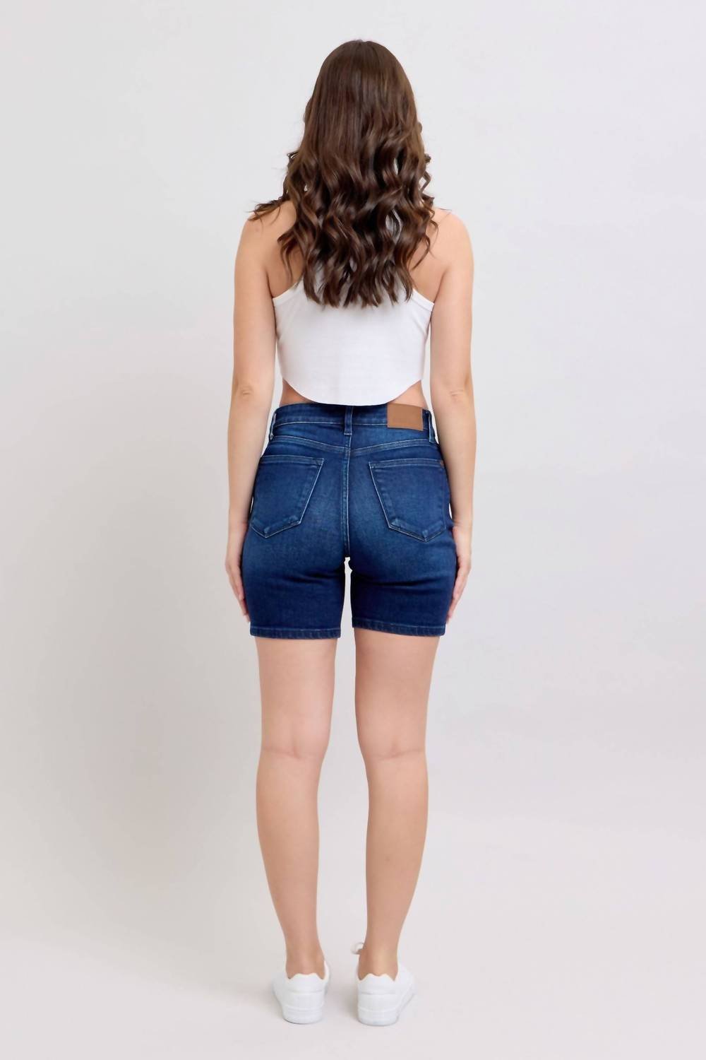 Judy Blue - High Waist V - front Bermuda Denim Short - blue - clothing - cotton - blend