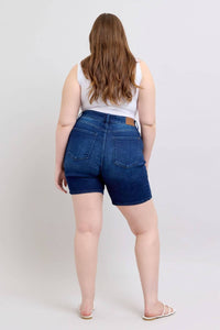 Judy Blue - High Waist V - front Bermuda Denim Short - blue - clothing - cotton - blend