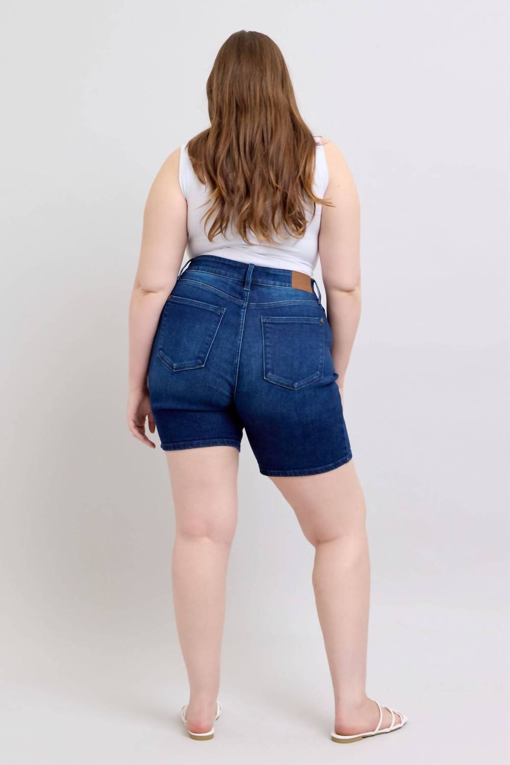Judy Blue - High Waist V - front Bermuda Denim Short - blue - clothing - cotton - blend