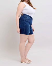 Judy Blue - High Waist V - front Bermuda Denim Short - blue - clothing - cotton - blend