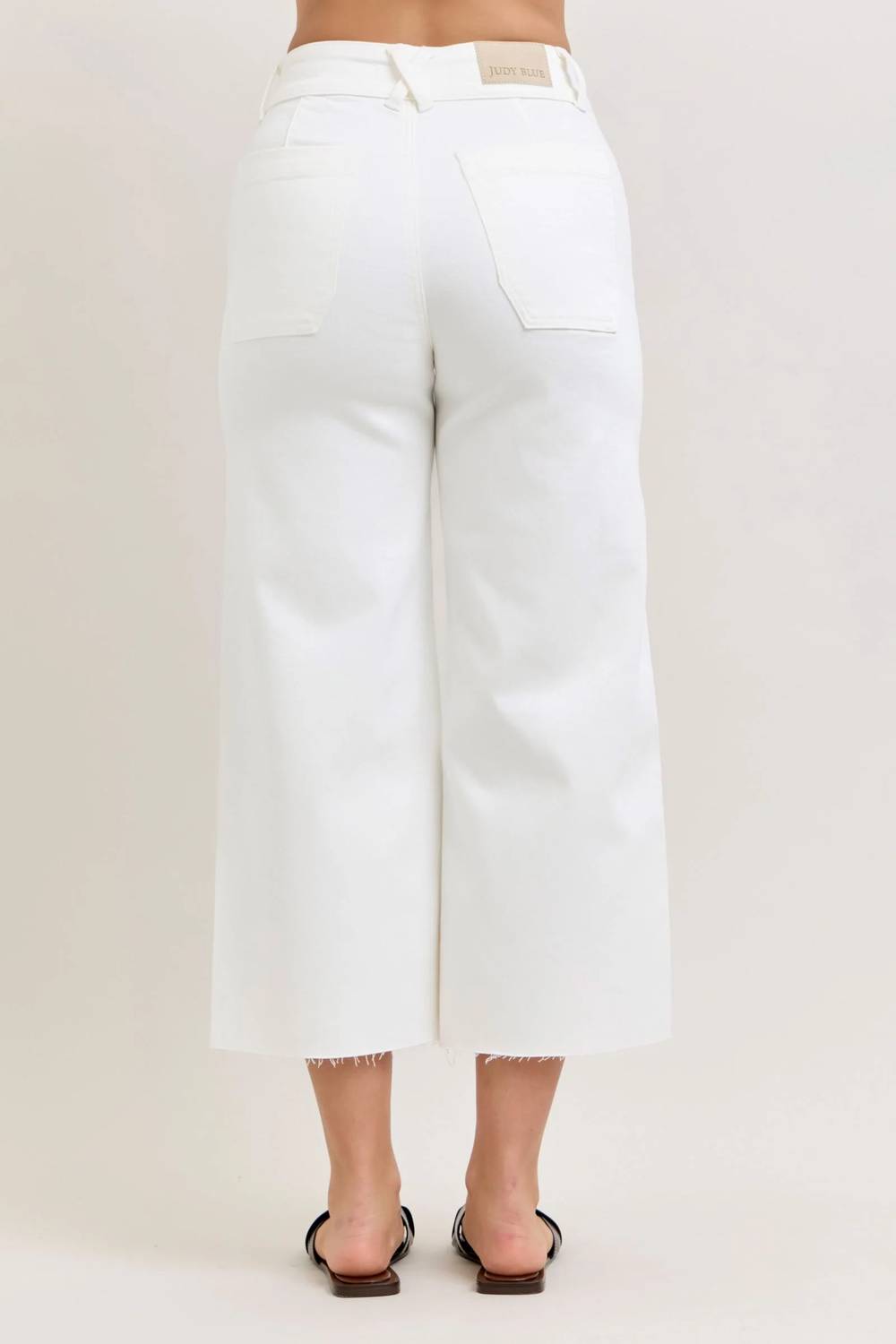 Judy Blue - High Waist Wide Crop Front Patch Pockets Jeans