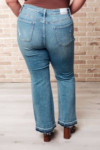 Judy Blue - Isla Mid Rise Distressed Released Hem Bootcut Jeans - blue - boot - cut - clothing