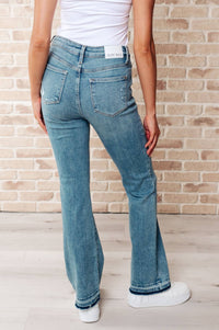 Judy Blue - Isla Mid Rise Distressed Released Hem Bootcut Jeans - blue - boot - cut - clothing
