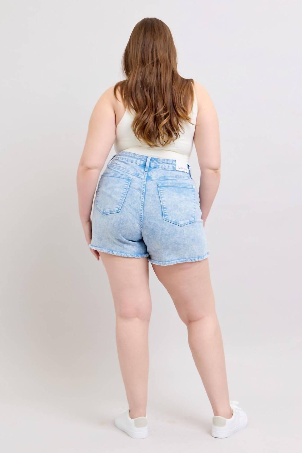 Judy Blue - Judy Blue Mid Rise Garment Dyed Cyan Denim Short 150348 - blue - clothing - cotton - blend