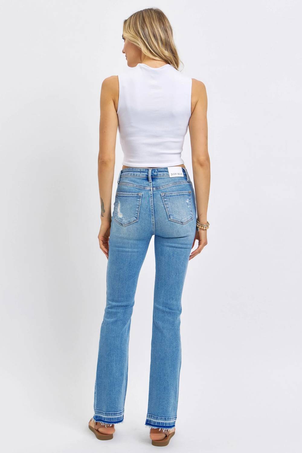 Judy Blue - Mid Rise Destroy & Release Hem Bootcut Jeans