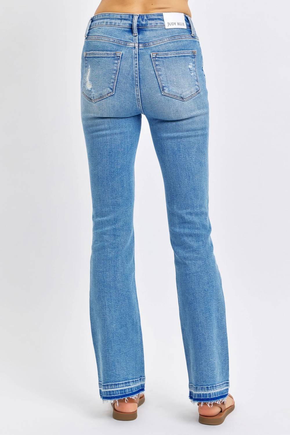 Judy Blue - Mid Rise Destroy & Release Hem Bootcut Jeans